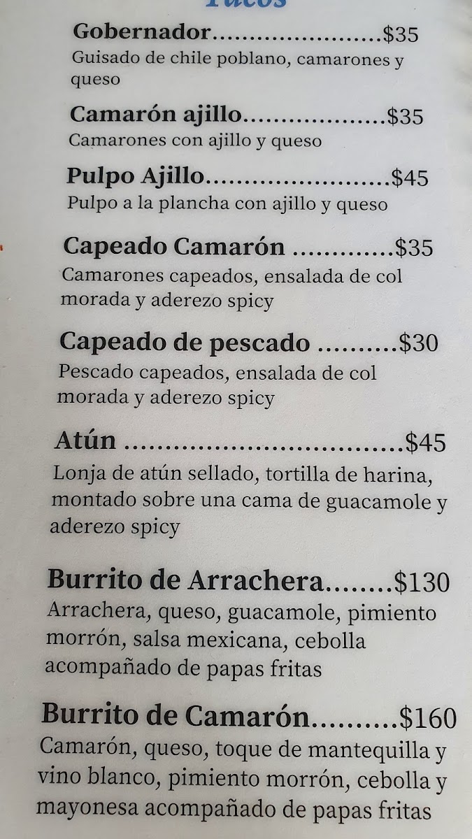 Mariscos El Viril Menu 3