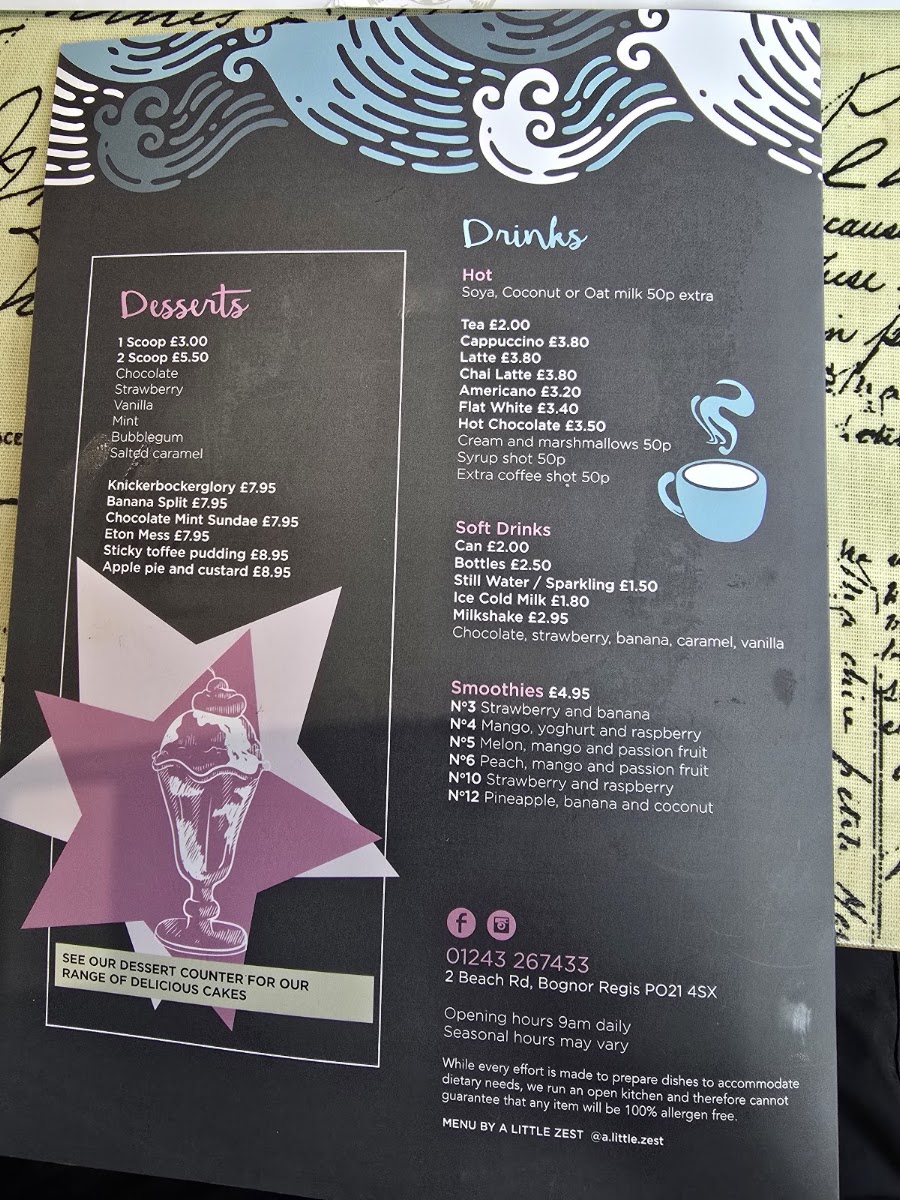 Pagham Beach Cafe Menu 2