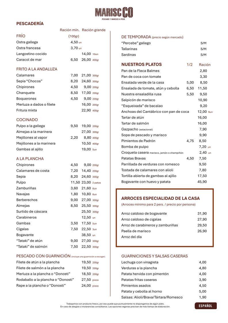 MariscCo Menu 2