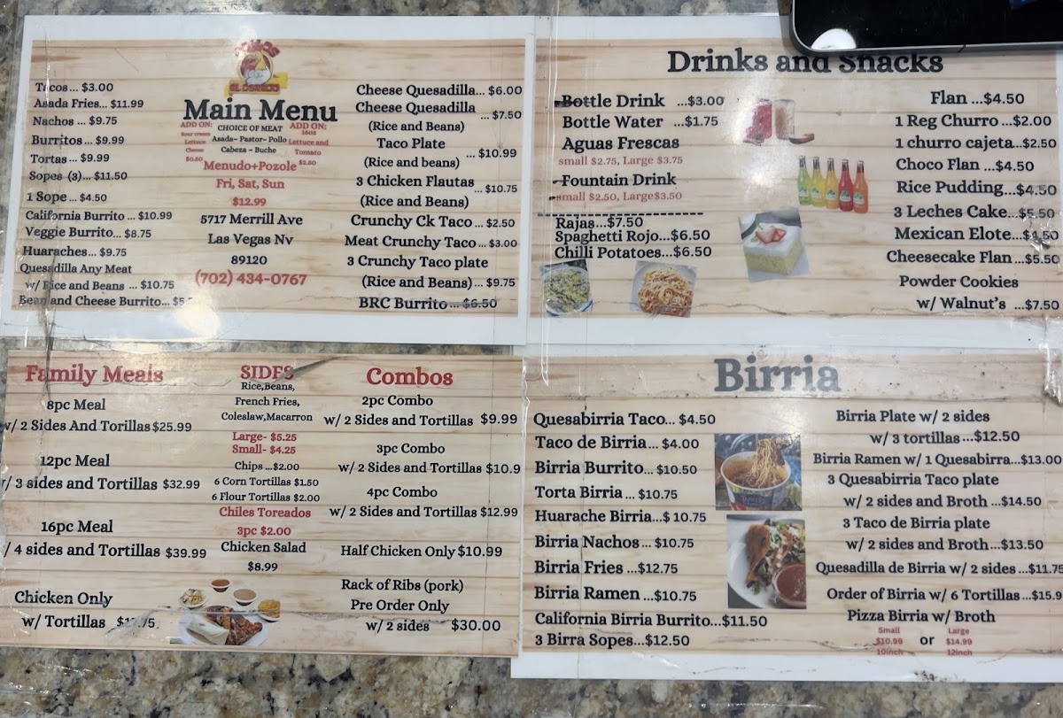 Pollos El Dorado Menu 2