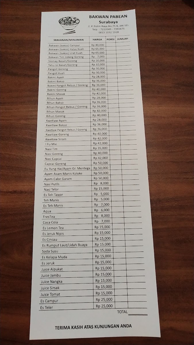 Bakwan Pabean Menu 2