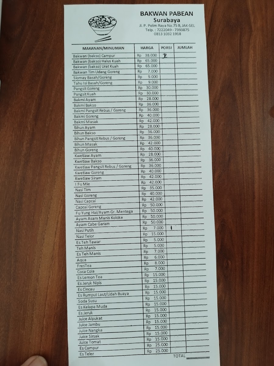 Bakwan Pabean Menu 4