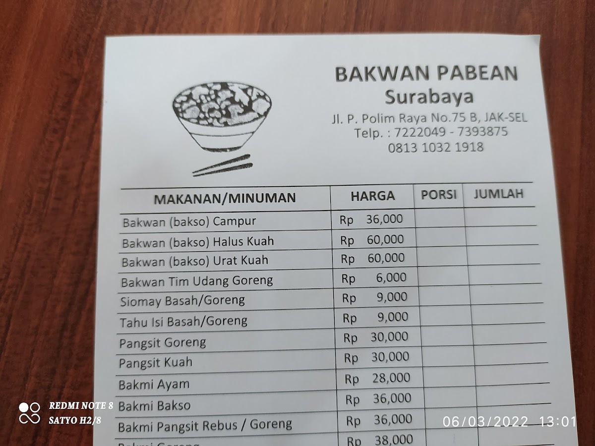 Bakwan Pabean Menu 8