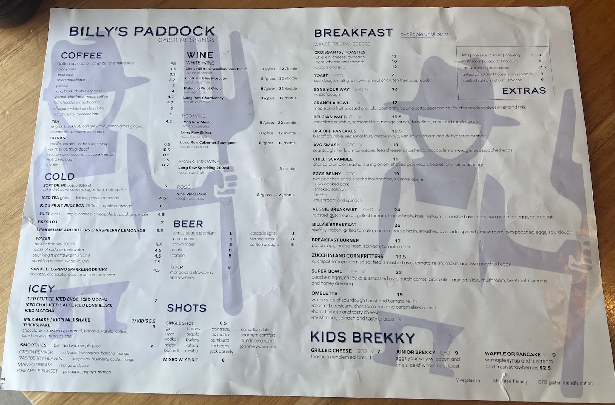 Billy's Paddock Menu 4