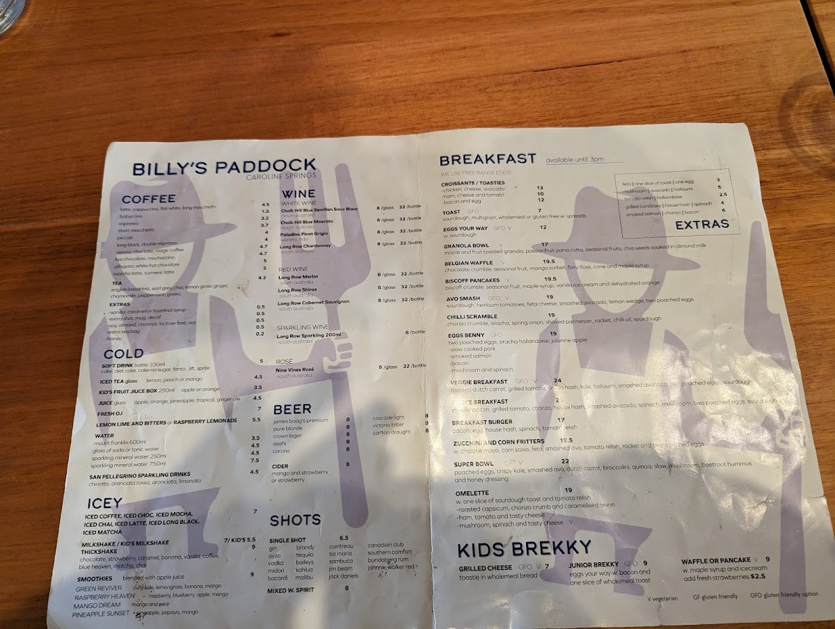 Billy's Paddock Menu 5