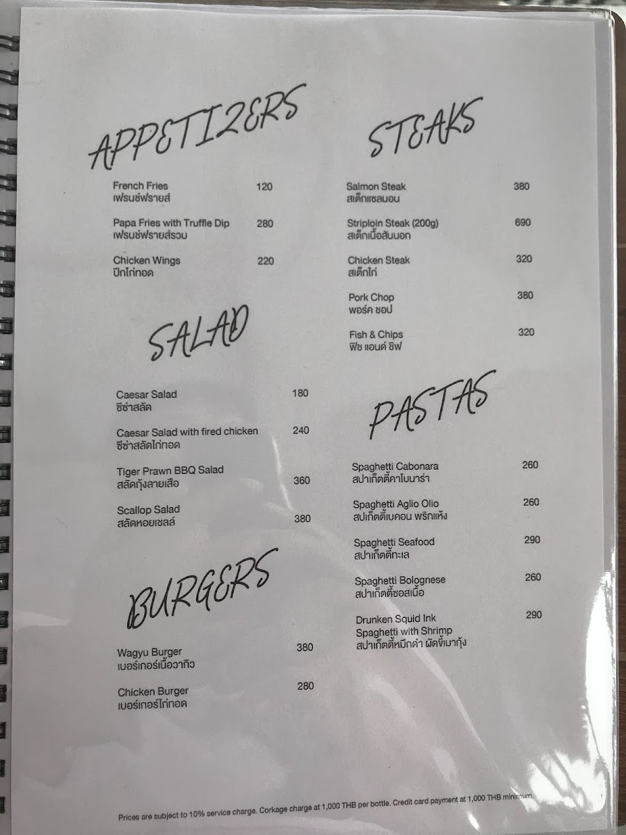 Papa Beach Pattaya Menu 6
