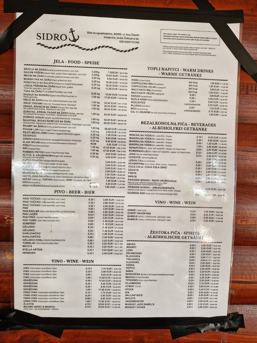 Restaurant Sidro Menu 5