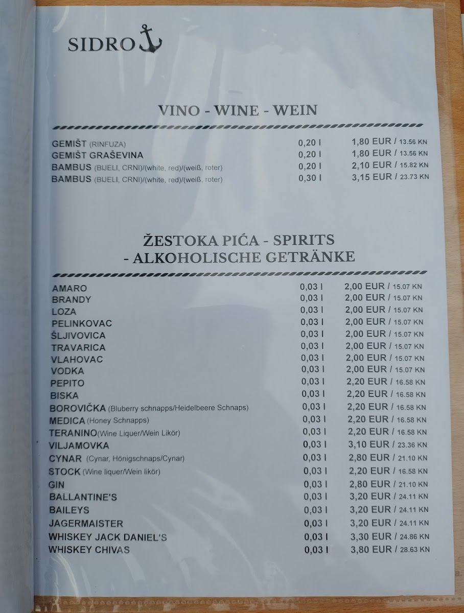 Restaurant Sidro Menu 7