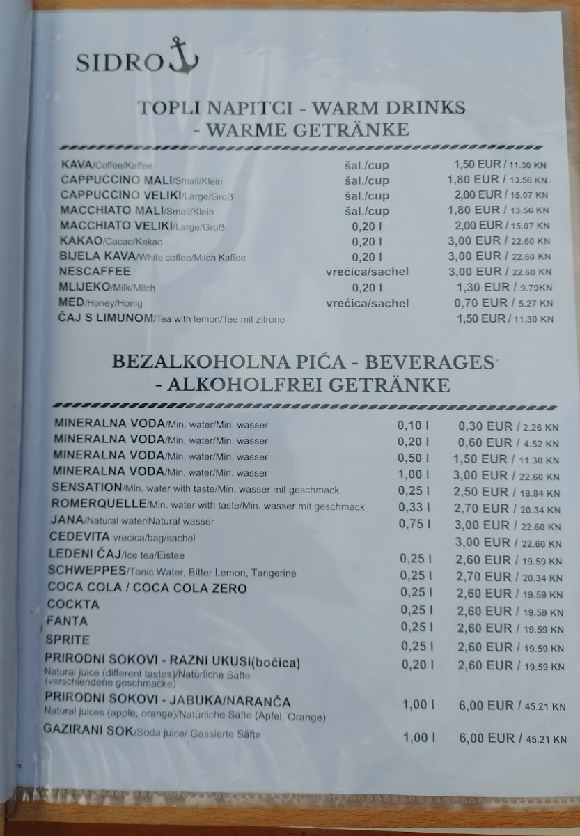 Restaurant Sidro Menu 9