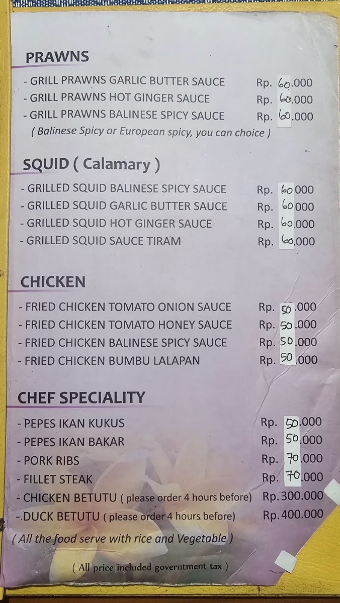 Warung Ole Menu 1