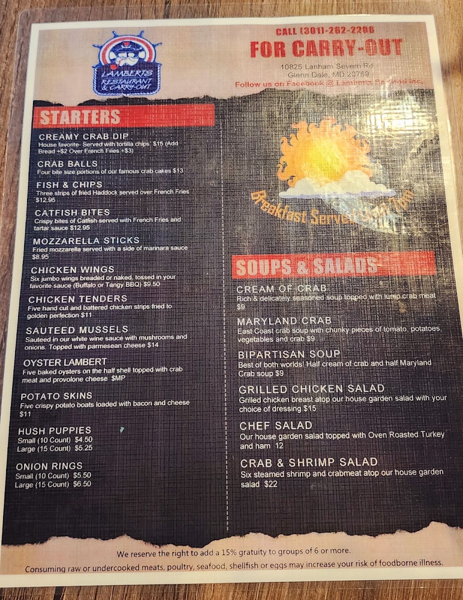 Lamberts Seafood Menu 8