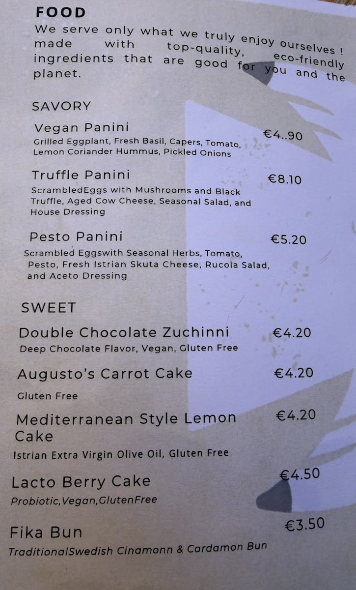 Augusto Coffee Shop Menu 2