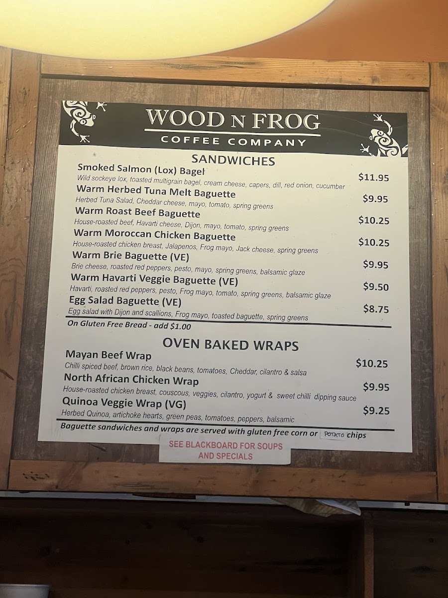 Wood N Frog Coffee Company Menu 1