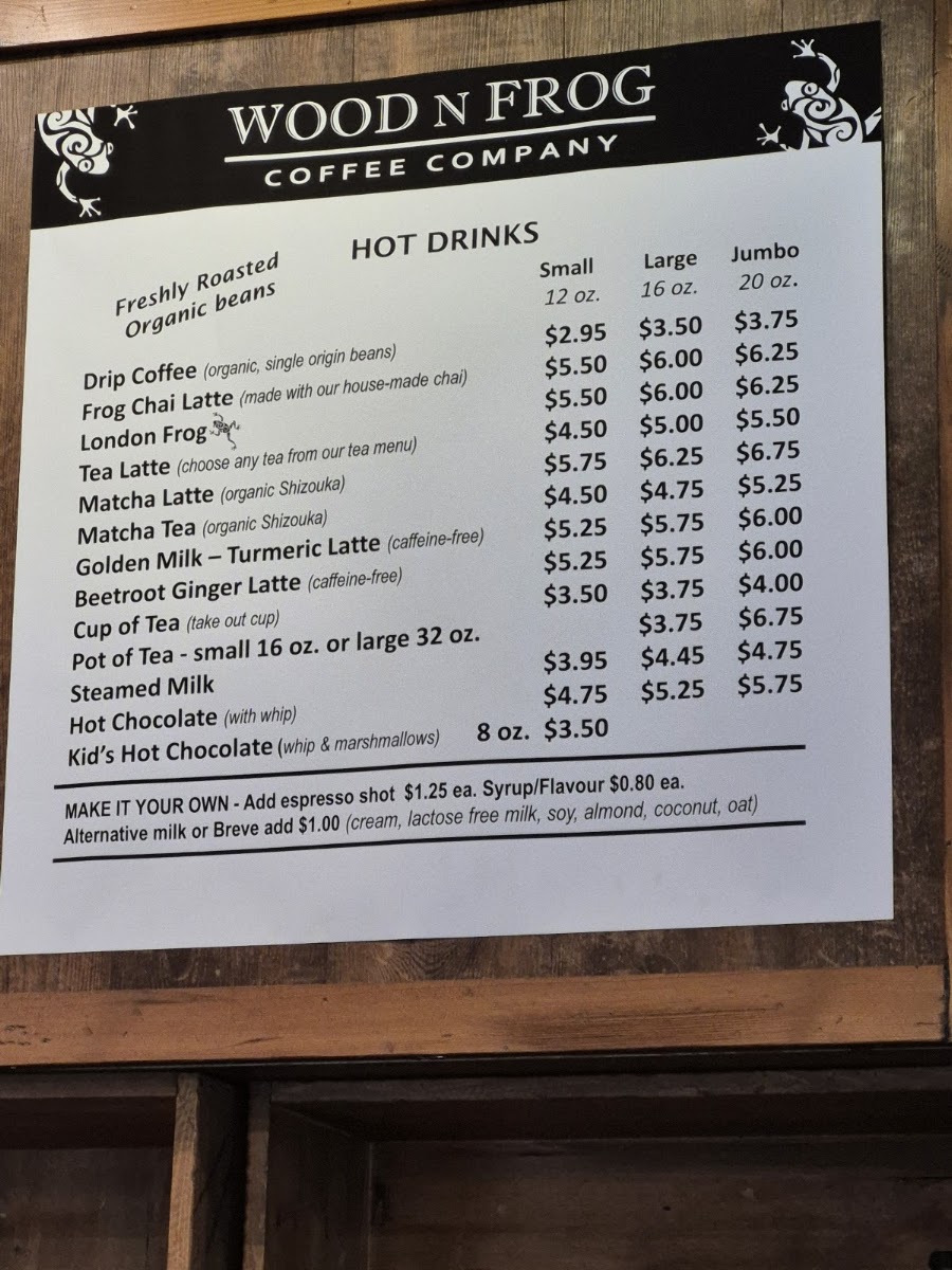 Wood N Frog Coffee Company Menu 2