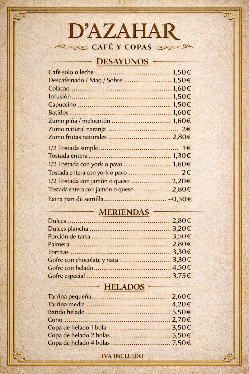 Azahar café Menu 4