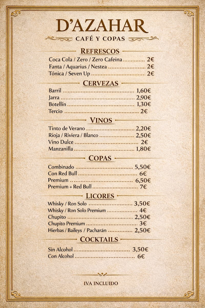 Azahar café Menu 5