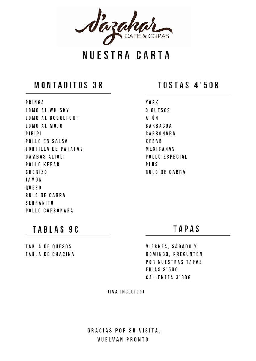 Azahar café Menu 8