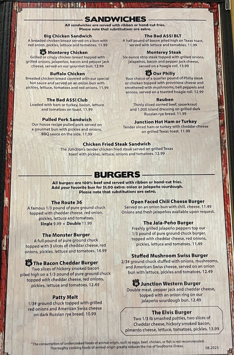 Junction on Route 36 Menu 1