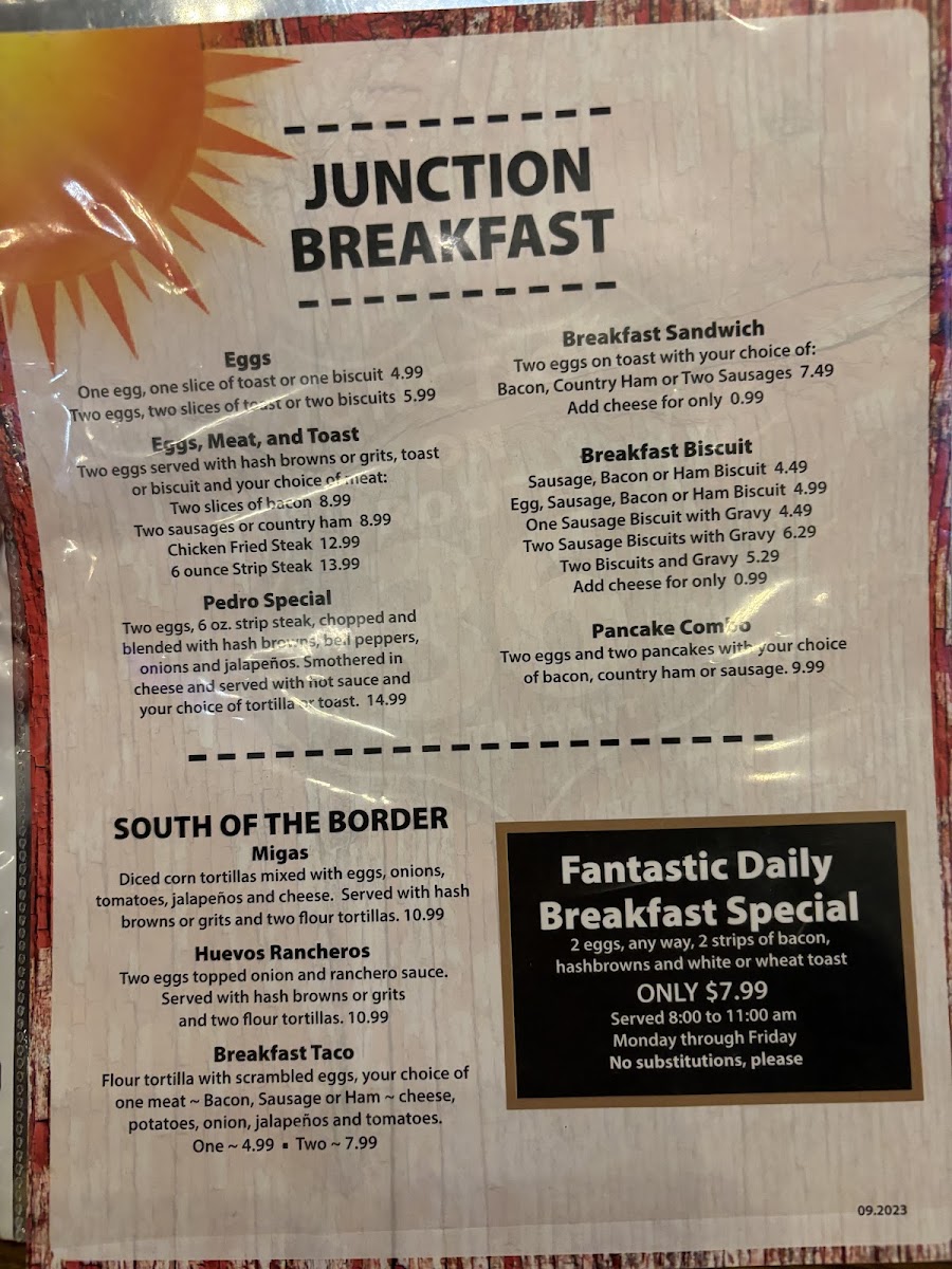 Junction on Route 36 Menu 10