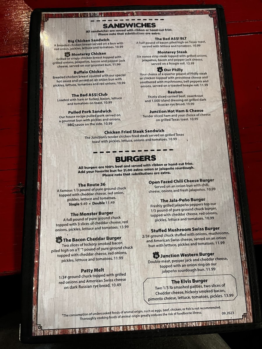 Junction on Route 36 Menu 7