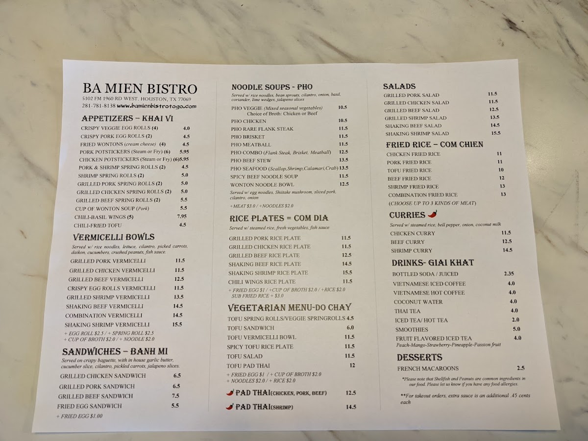 Ba Mien Bistro Menu 3