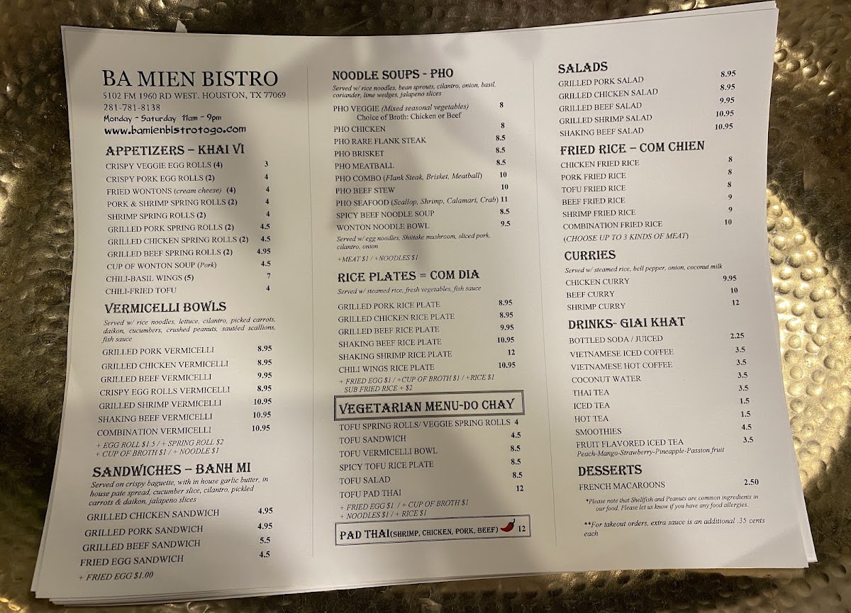 Ba Mien Bistro Menu 5