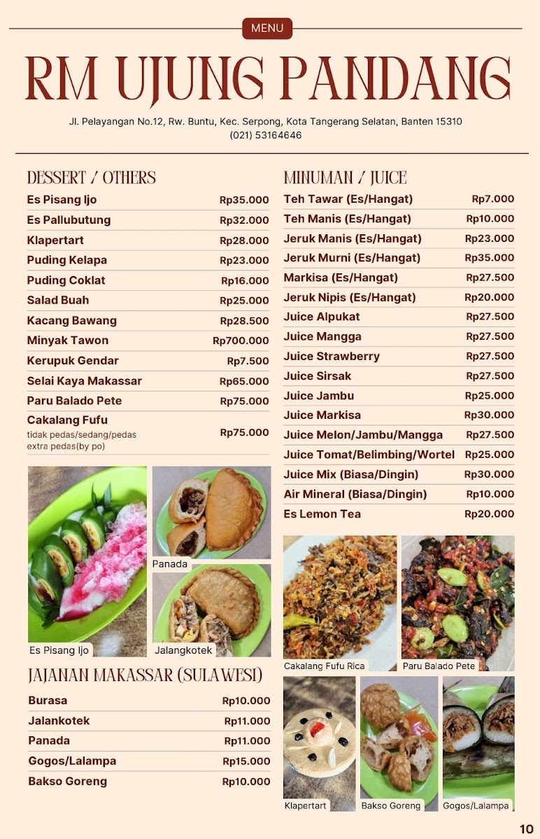 Ujung Pandang Restaurant - Seafood & Grilled Chicken Menu 1