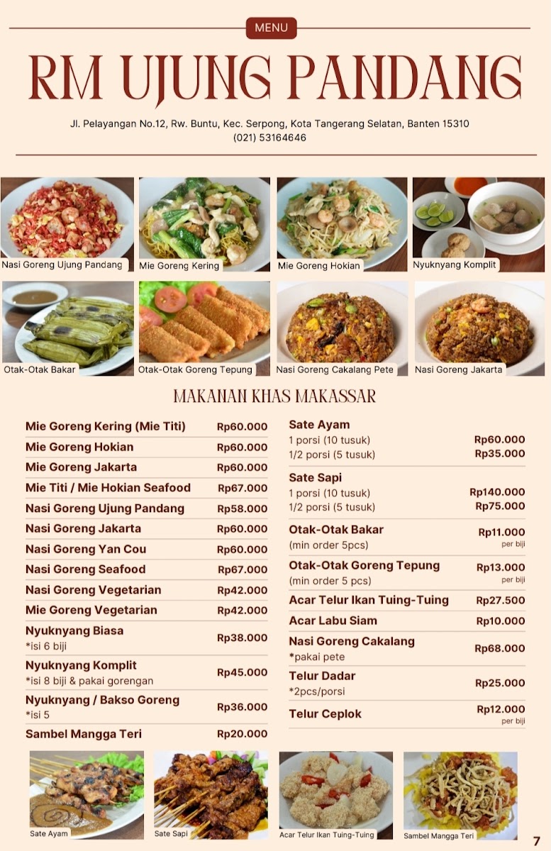 Ujung Pandang Restaurant - Seafood & Grilled Chicken Menu 2