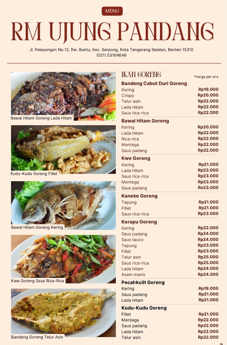 Ujung Pandang Restaurant - Seafood & Grilled Chicken Menu 9