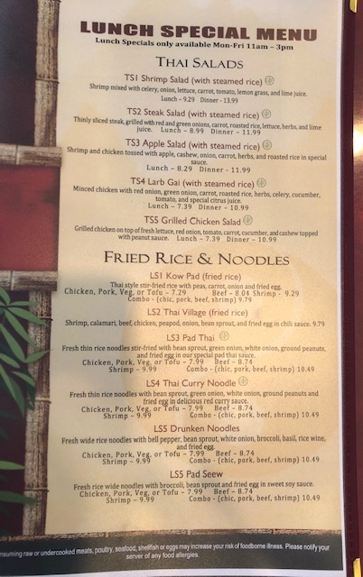 Thai Village Cuisine Menu 8
