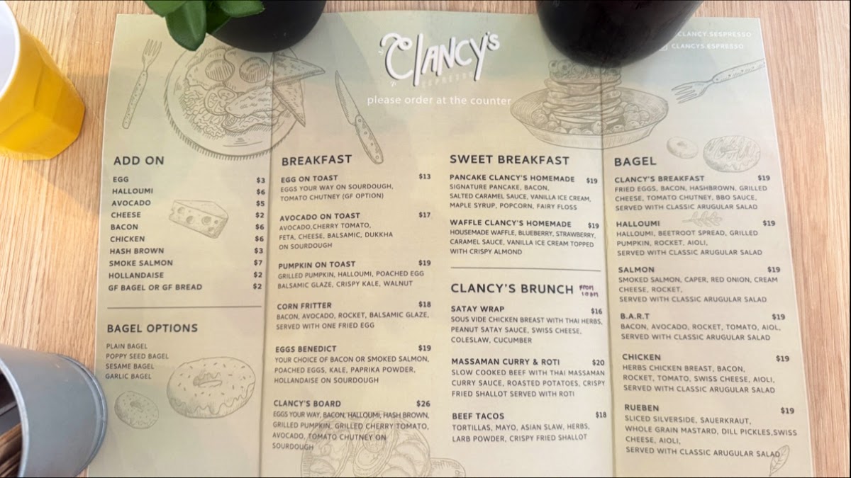 Clancy's Espresso Menu 2