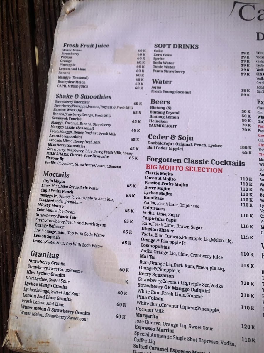 Capil Beach Grill & Bar Menu 7
