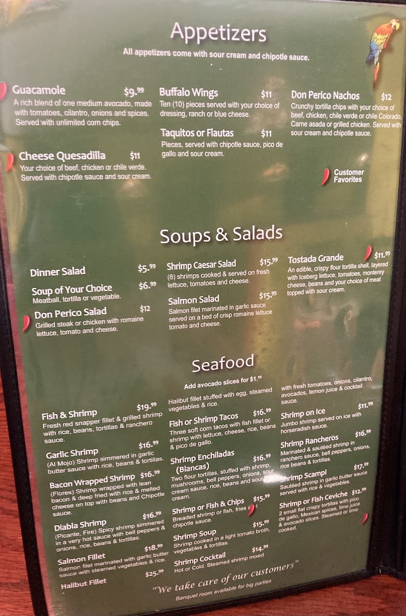 Don Perico Mexican Restaurant Menu 2