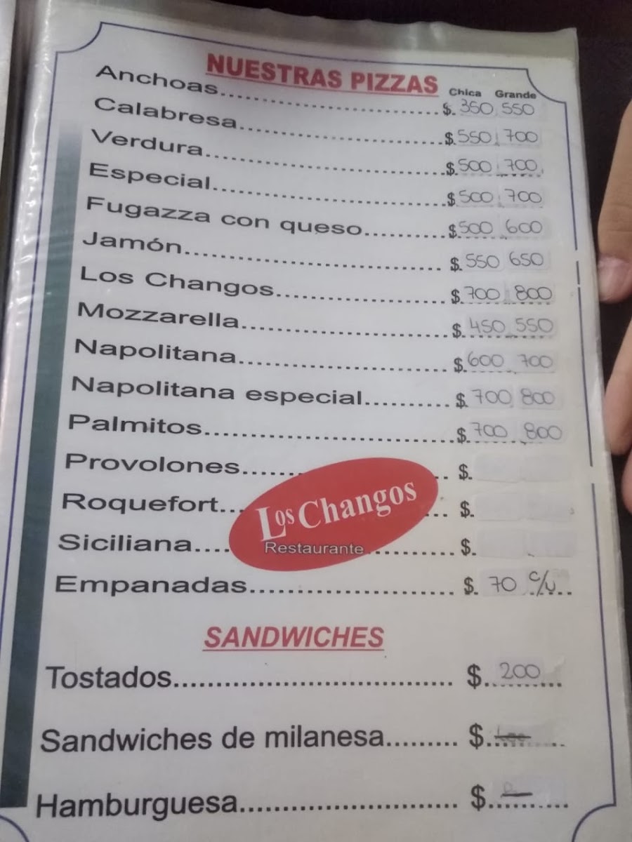 Los Changos Menu 3
