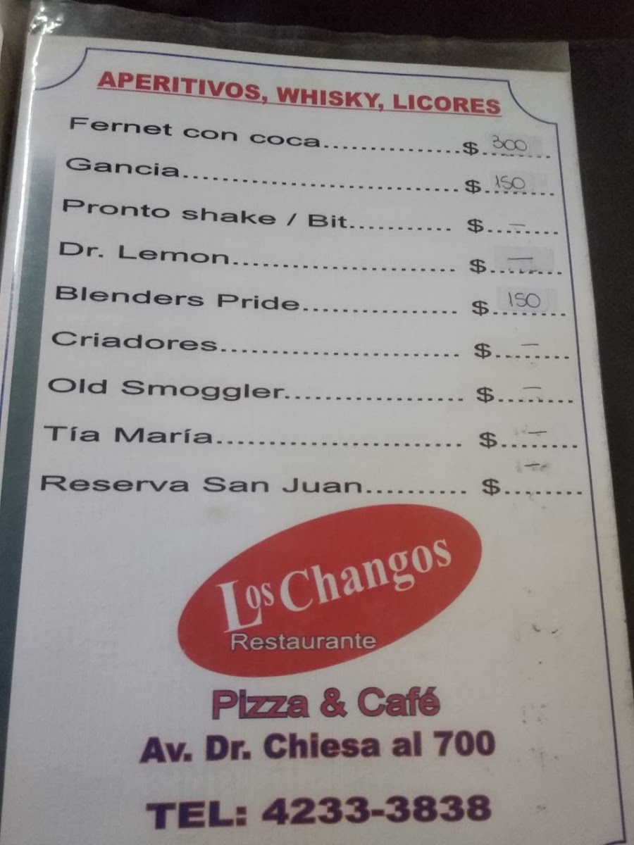 Los Changos Menu 4