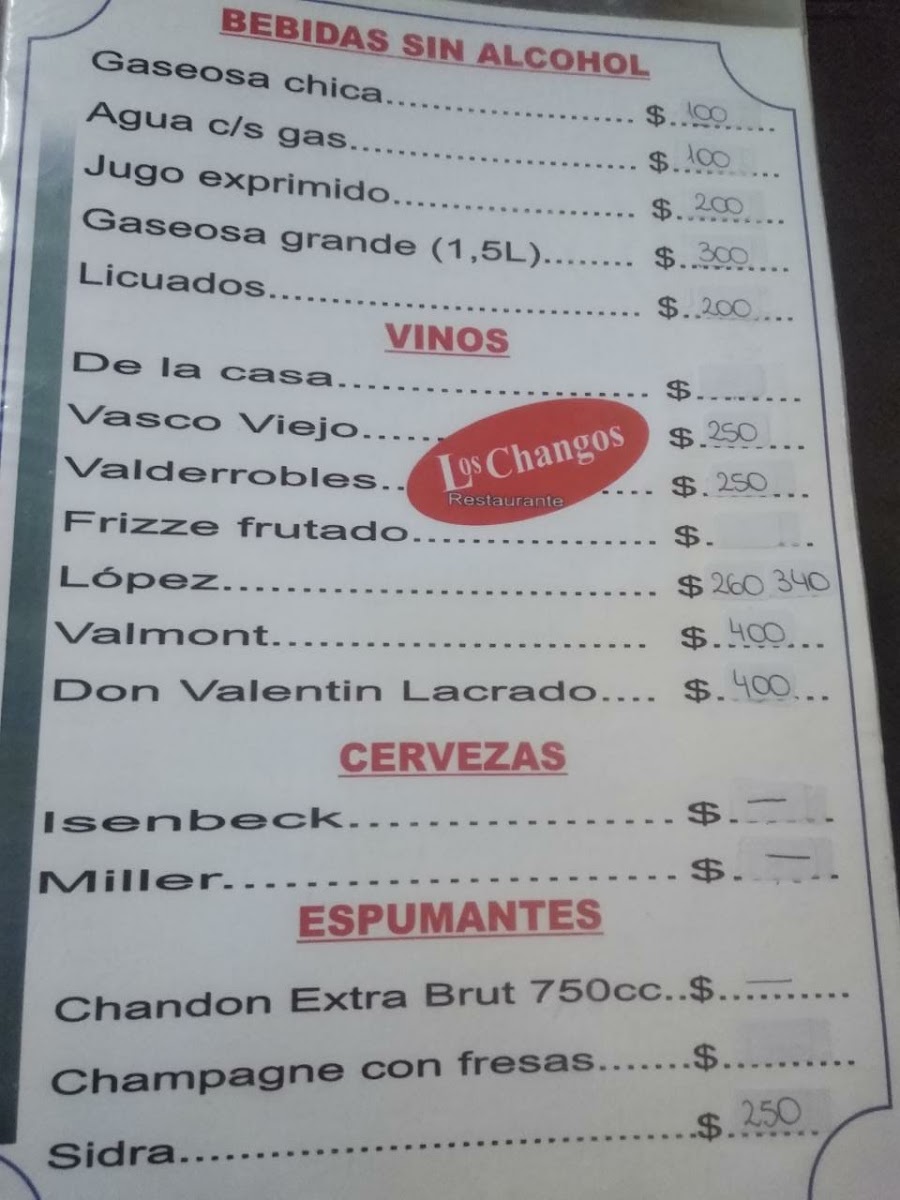 Los Changos Menu 5