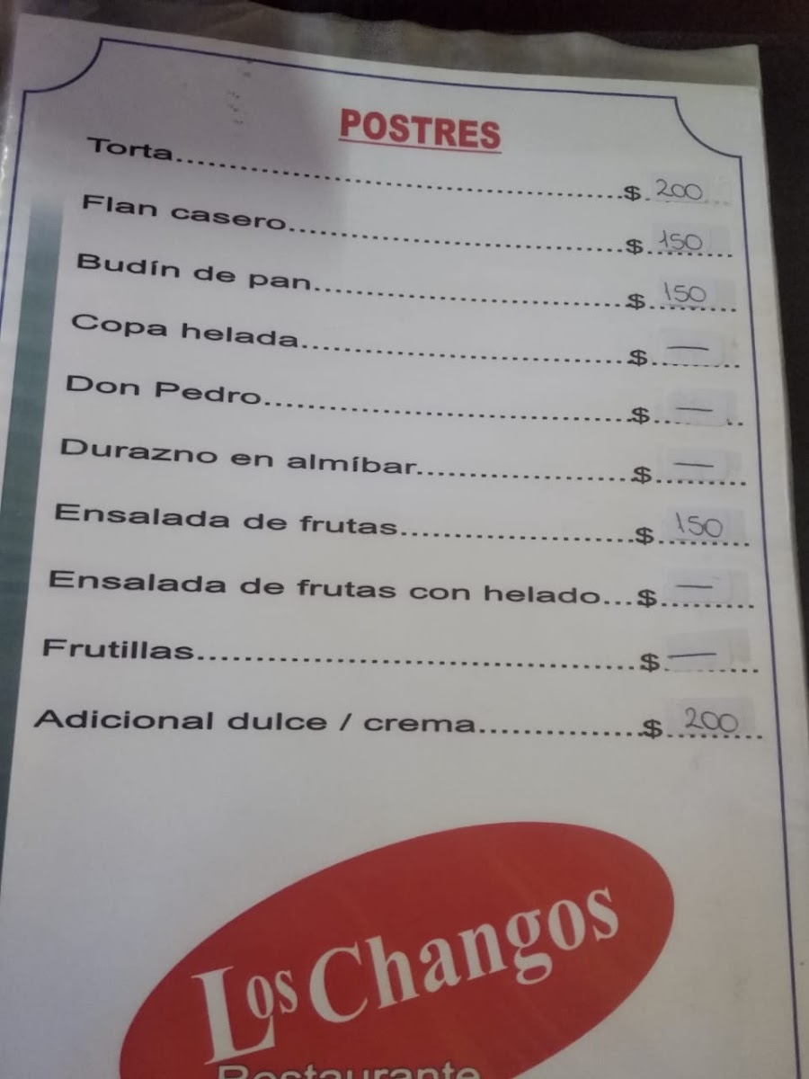 Los Changos Menu 6