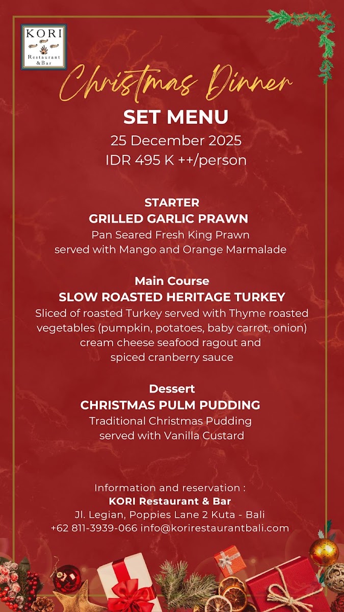 Kori Restaurant & Bar Kuta Menu 1