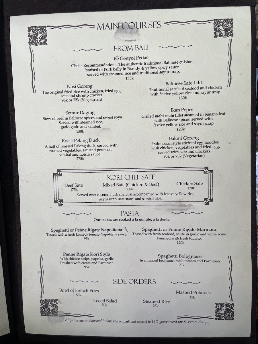 Kori Restaurant & Bar Kuta Menu 10