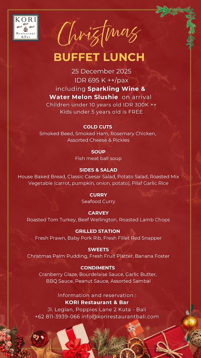 Kori Restaurant & Bar Kuta Menu 2