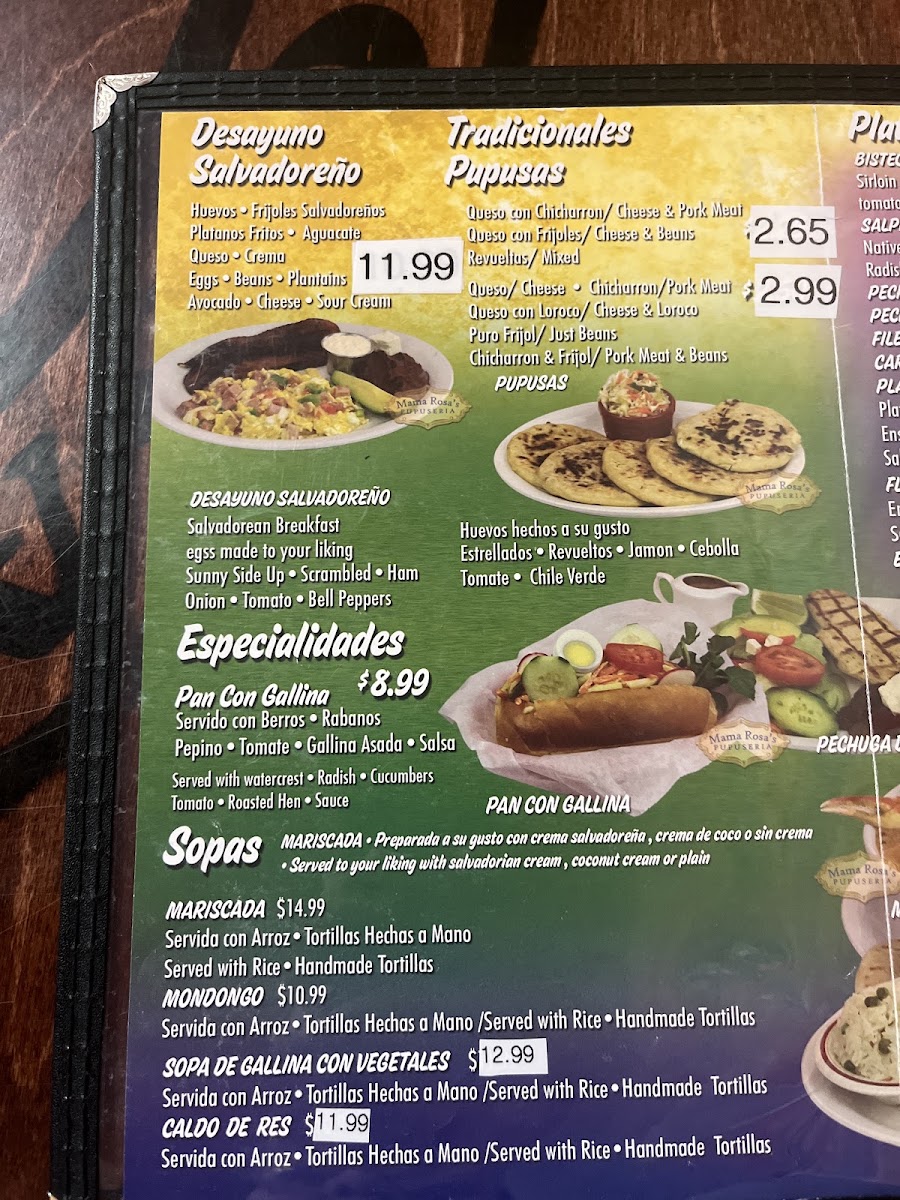 Mama Rosa's Pupuseria Menu 1