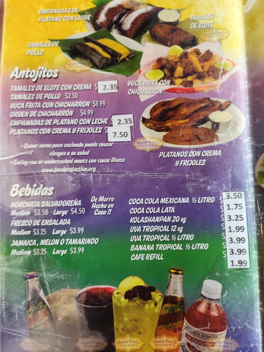 Mama Rosa's Pupuseria Menu 2
