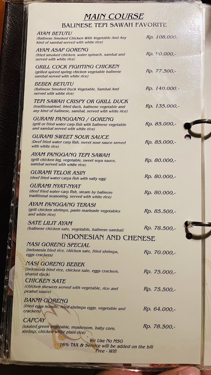 Bebek Tepi Sawah Restaurant Menu 5