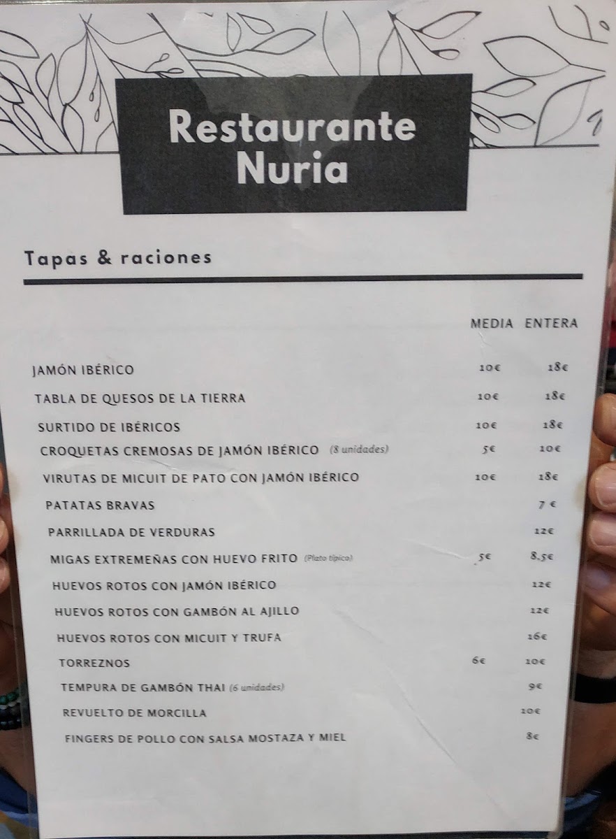 Restaurante Nuria Menu 2