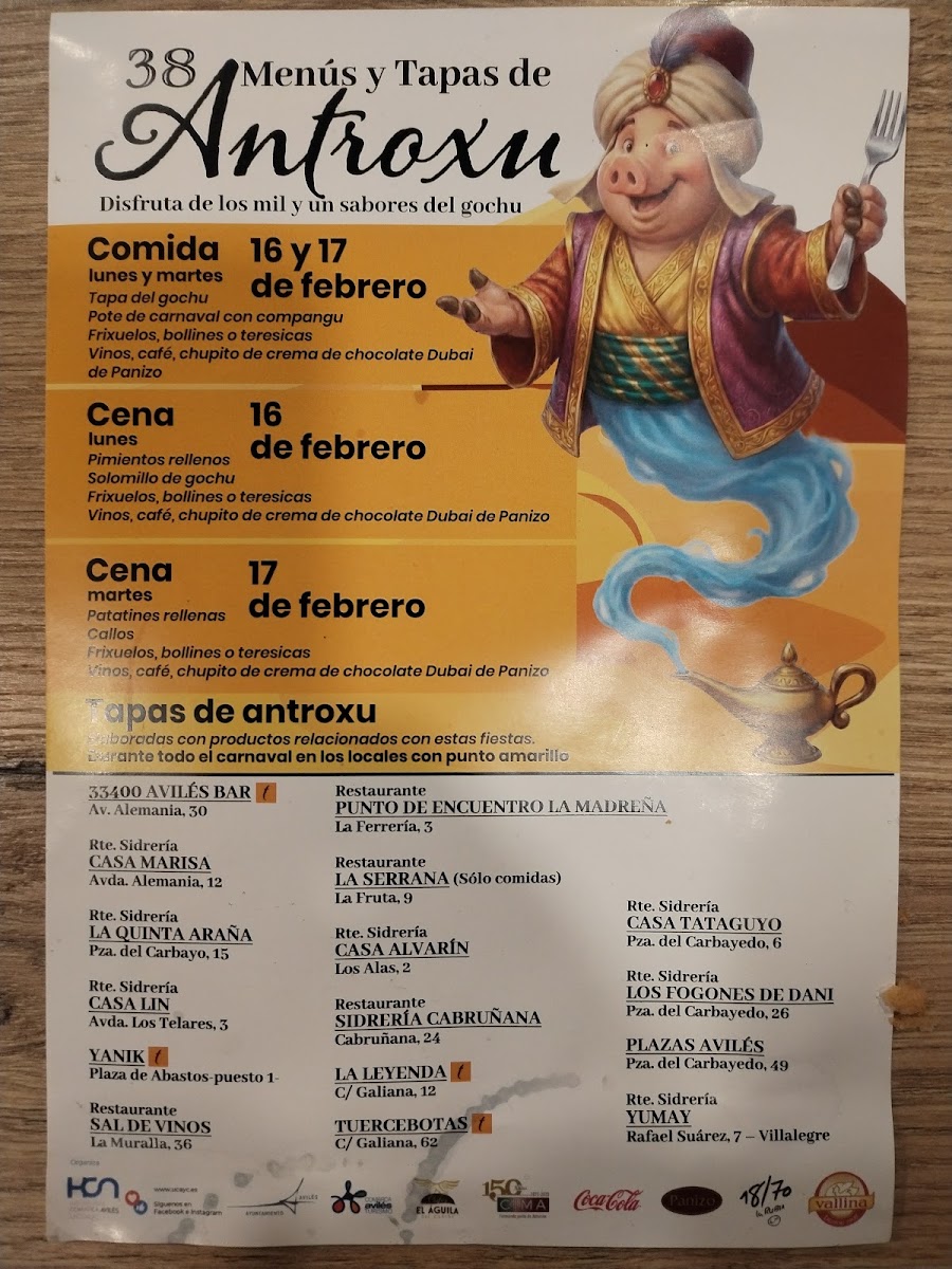 Casa Marisa Menu 1