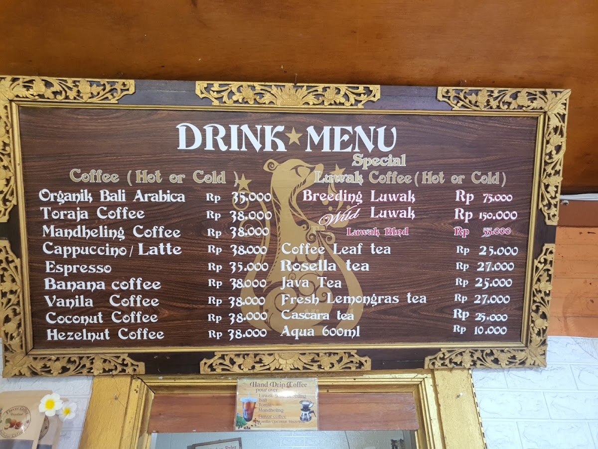 Balistar coffee Menu 1
