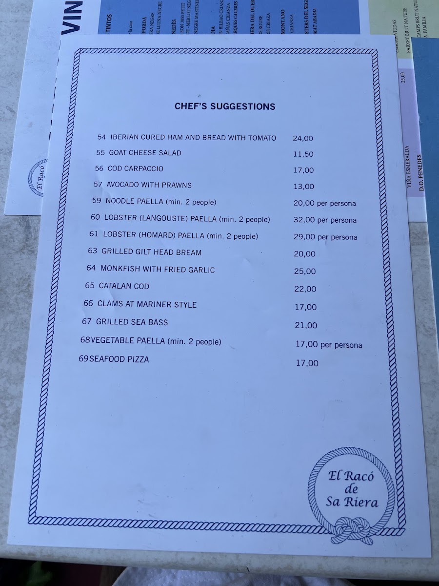El Racó de Sa Riera Menu 1