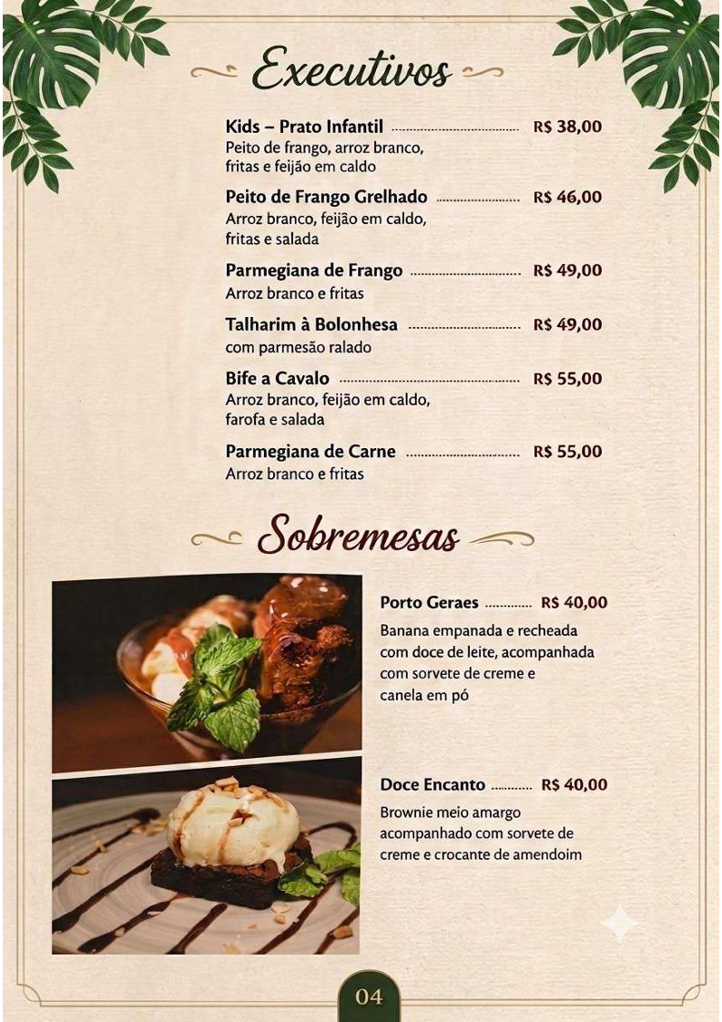 Porto Geraes Restaurante Menu 1