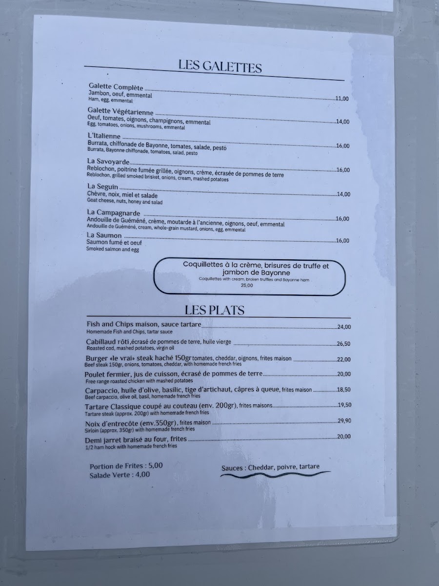 Café de la Digue Menu 3