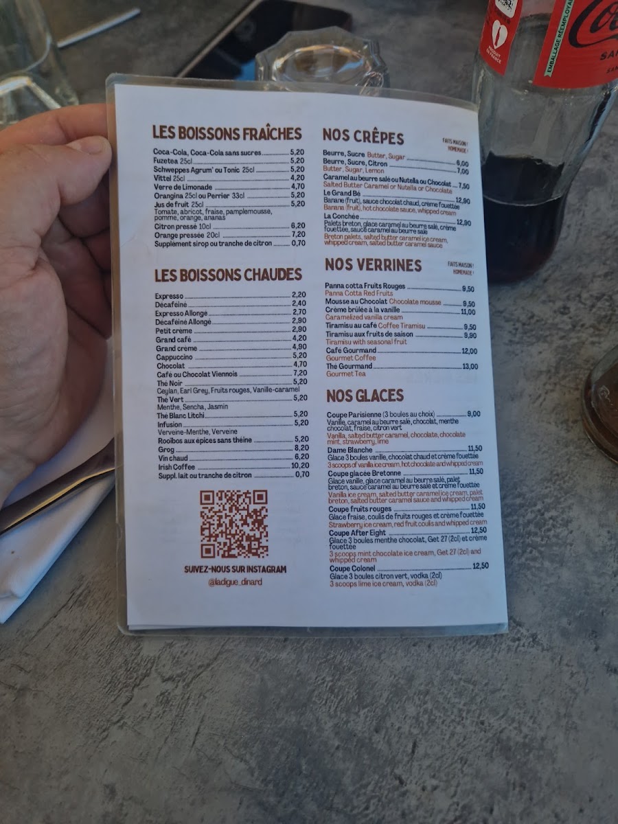 Café de la Digue Menu 4